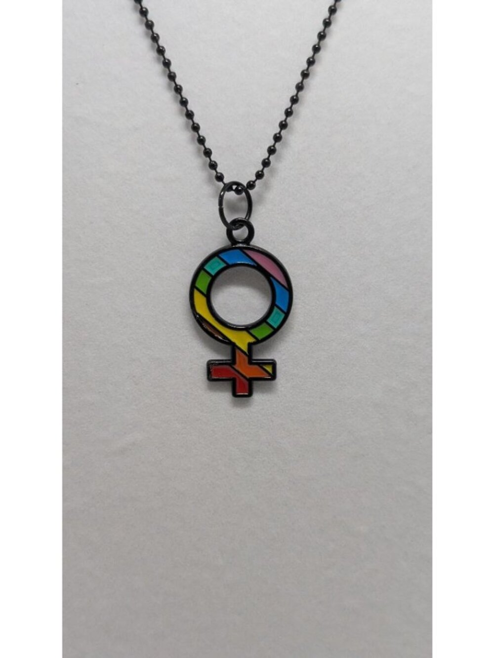 Black/Rainbow Female Gender Icon Pride Chain Necklace